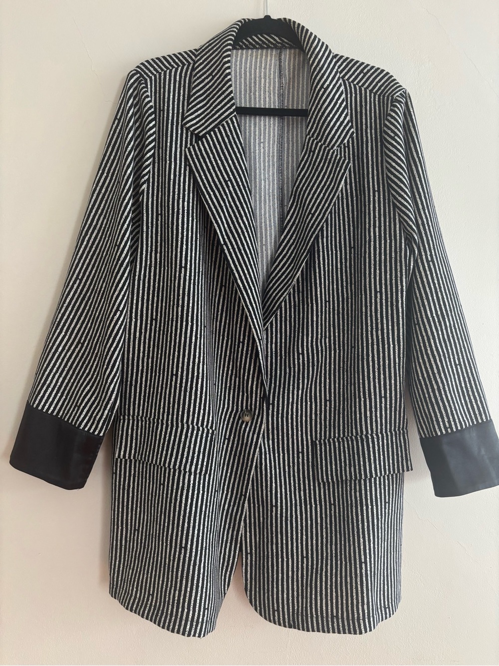 Striped Black and White Women's Blazer Jacket